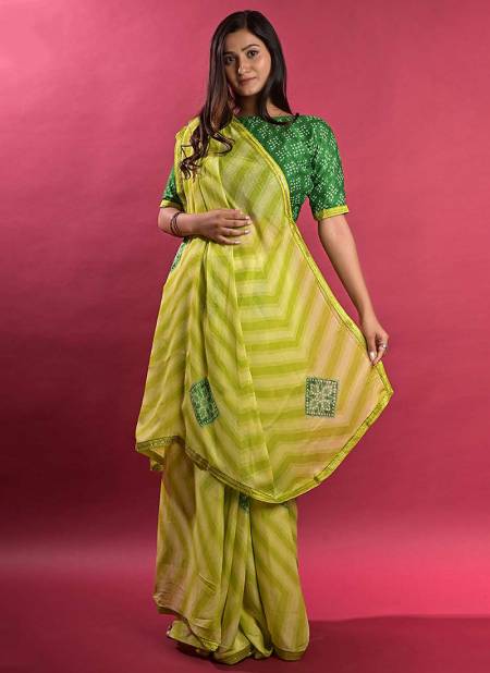 Green Colour ASHIMA SAAWAN Fancy Printed Designer Ethnic Wear Latest Saree Collection 3808